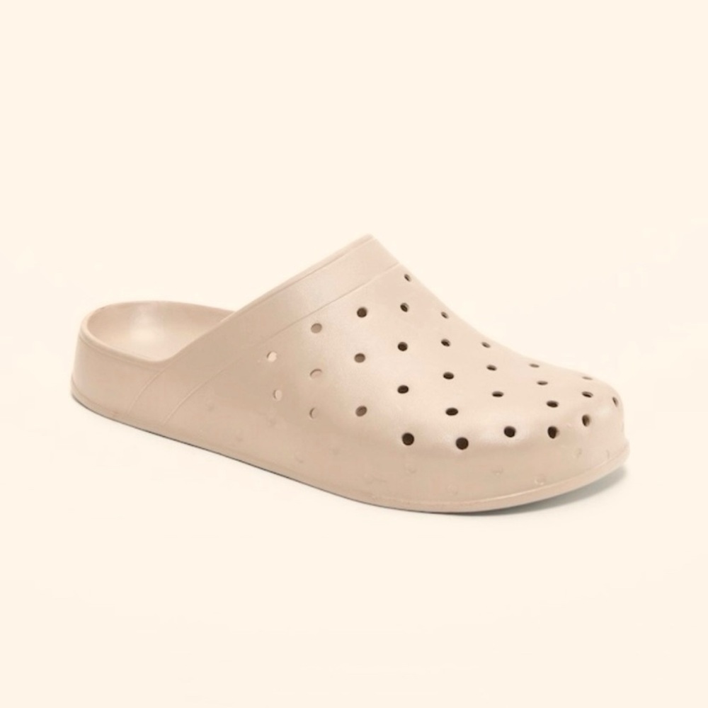 Old Navy Perforated Clogs‎ Slides Kids Sz 3-4 EVA Lightweight Summer Light Taupe